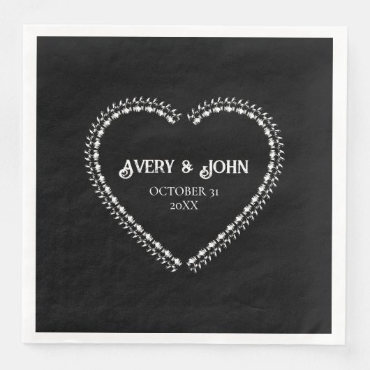 Schwarzweiß-Minimalistische gotische Hochzeit Serviette (Vorderseite)