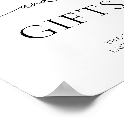 Schwarzweiß-Minimalistische Karten und Geschenke Poster (Ecke)