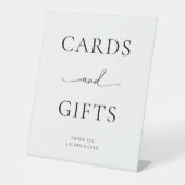 Schwarzweiß-Minimalistische Karten und Geschenke Sockelschild (Vorderseite)