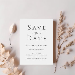 Schwarzweiß-Minimalistische Save the Date-Karte Einladung