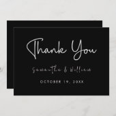 Schwarzweiß-Minimalistische Schrift | Moderne Hoch Dankeskarte (Vorne/Hinten)
