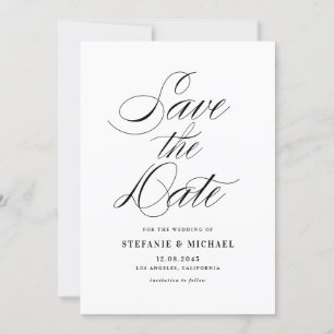 Schwarzweiß-Minimalistische Schrift Save The Date