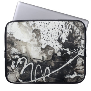Schwarzweiß mit abstraktem Hintergrund Laptopschutzhülle