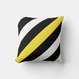 Schwarzweiss mit gelben Streifen Kissen