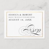 Schwarzweiß mit Gold Wedding RSVP Card (Vorderseite)