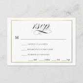 Schwarzweiß mit Gold Wedding RSVP Card (Rückseite)