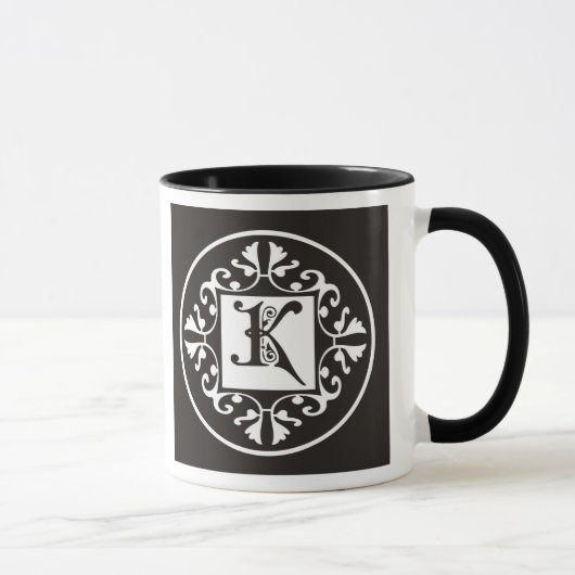 Schwarzweiss-mit Monogramm Tasse (Rechts)