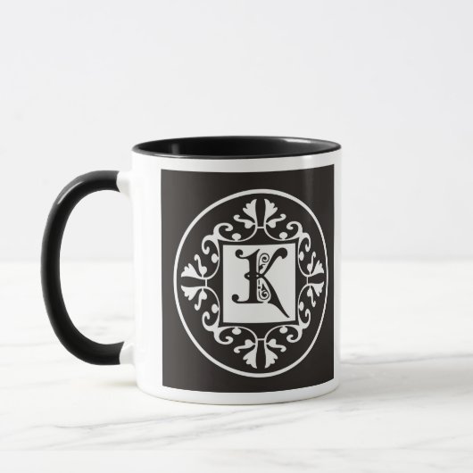 Schwarzweiss-mit Monogramm Tasse (Links)