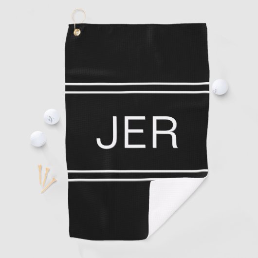 Schwarzweiß-Mit Monogramm Vorlage Golfer Golfhandtuch (Insitu)