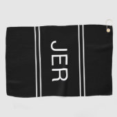 Schwarzweiß-Mit Monogramm Vorlage Golfer Golfhandtuch (Horizontal)