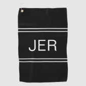 Schwarzweiß-Mit Monogramm Vorlage Golfer Golfhandtuch (Vorderseite)