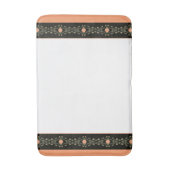 Schwarzweiß mit Pfirsiche Badematte (Vorderseite Vertikal)