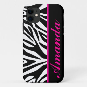 Schwarzweiss mit rosa Zebra-individuellem Namen Case-Mate iPhone Hülle
