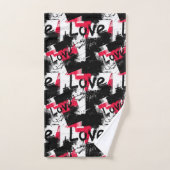 Schwarzweiß mit roten Flecken Liebe Muster Badhandtuch Set (Handtuch)