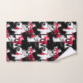 Schwarzweiß mit roten Flecken Liebe Muster Badhandtuch Set (Handtuch)