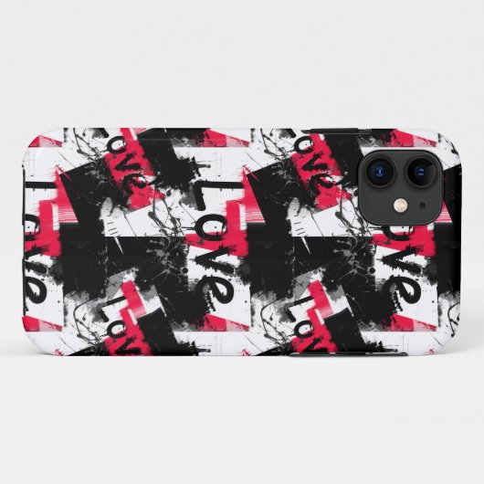 Schwarzweiß mit roten Flecken Liebe Muster Case-Mate iPhone Hülle (Rückseite (Horizontal))