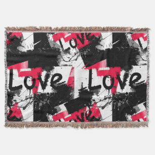 Schwarzweiß mit roten Flecken Liebe Muster Decke