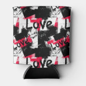 Schwarzweiß mit roten Flecken Liebe Muster Dosenkühler (Vorderseite)