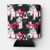 Schwarzweiß mit roten Flecken Liebe Muster Dosenkühler (Rückseite)