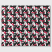 Schwarzweiß mit roten Flecken Liebe Muster Geschenkpapier (Flach)