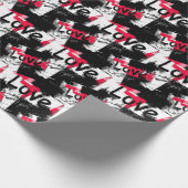 Schwarzweiß mit roten Flecken Liebe Muster Geschenkpapier (Ecke)