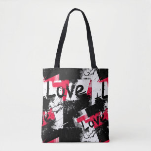 Schwarzweiß mit roten Flecken Liebe Muster Tasche