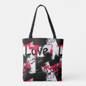 Schwarzweiß mit roten Flecken Liebe Muster Tasche (Rückseite)