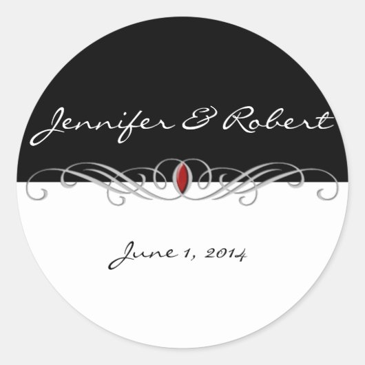 Schwarzweiß mit Ruby Accent Umschlag Aufkleber (Vorderseite)