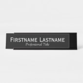 Schwarzweiß mit weißem Namen und Beruflichem Titel Schreibtischnamensplakette (Vorderseite )