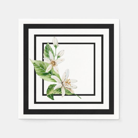 Schwarzweiß mit Zitronenblüte Serviette (Vorderseite)