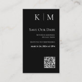 Schwarzweiß-Modern-Save the Date QR-Code- Visitenkarte (Vorderseite)