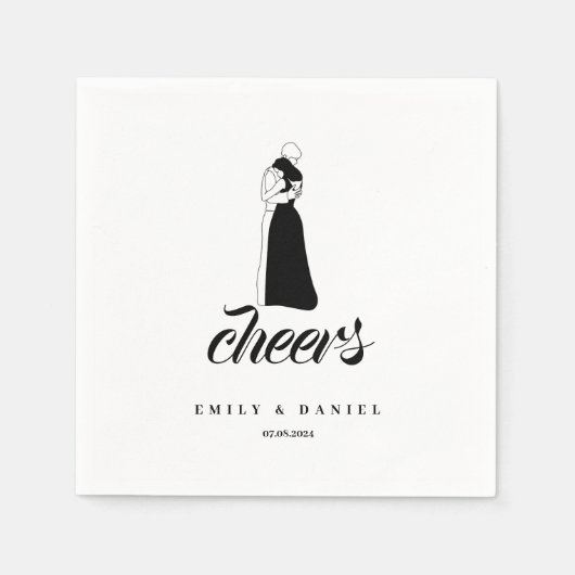 Schwarzweiß, modern Wedding NAPKINS Serviette (Vorderseite)