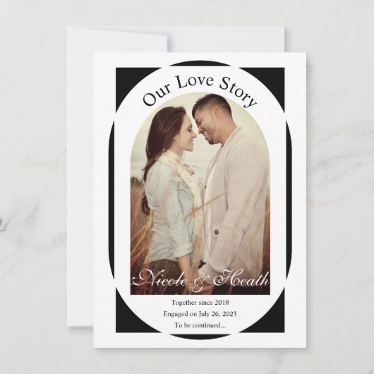 Schwarzweiß-Moderne Minimal-Engagement-Partei Einladung (Rückseite)