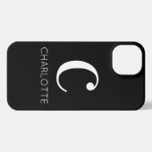 Schwarzweiß, moderne Minimal-Monogramm-Bezeichnung iPhone Hülle (Rückseite (Horizontal))