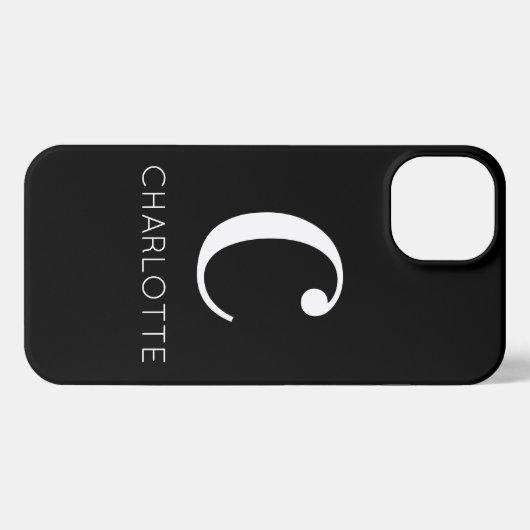 Schwarzweiß, moderne Minimal-Monogramm-Bezeichnung iPhone Hülle (Rückseite (Horizontal))