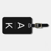 Schwarzweiß, moderne personalisierte Monogramm Gepäckanhänger (Vorderseite horizontal)