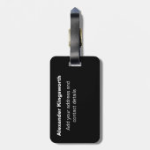 Schwarzweiß, moderne personalisierte Monogramm Gepäckanhänger (Rückseite vertikal)