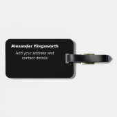 Schwarzweiß, moderne personalisierte Monogramm Gepäckanhänger (Rückseite horizontal)