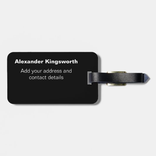 Schwarzweiß, moderne personalisierte Monogramm Gepäckanhänger (Rückseite horizontal)