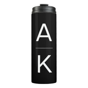 Schwarzweiß, moderne personalisierte Monogramm Thermosbecher