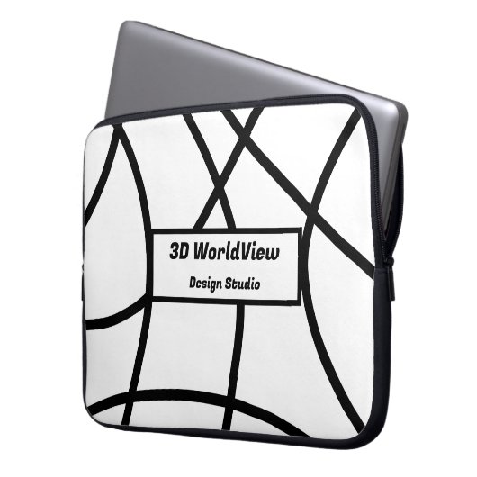 Schwarzweiß Moderner Minimalistischer Abstrakt Laptopschutzhülle (Vorderseite Links)