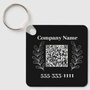 Schwarzweiß - Moderner Minimalistischer QR-Code Schlüsselanhänger