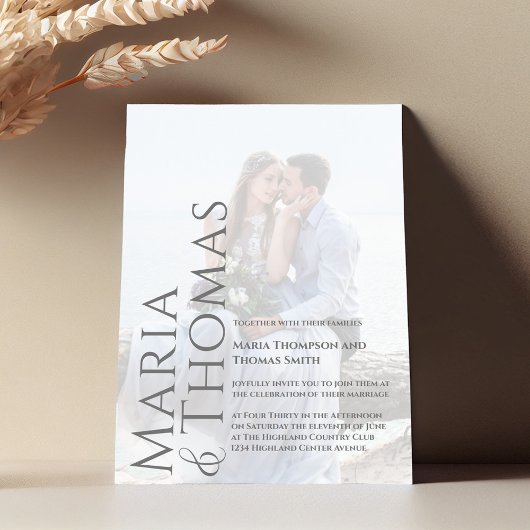 Schwarzweiß Modernes Foto Einfach Minimalistisch Einladung