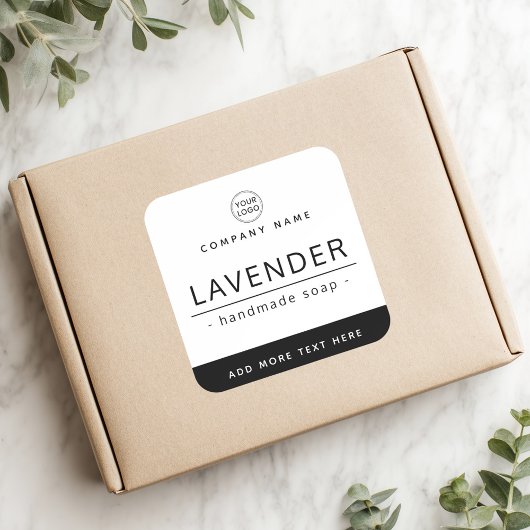 Schwarzweiß, modernes Logo-Label mit minimalem Log Quadratischer Aufkleber