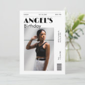 Schwarzweiß, modernes minimalistisches Foto - Gebu Einladung (Stehend Vorderseite)