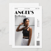 Schwarzweiß, modernes minimalistisches Foto - Gebu Einladung (Vorne/Hinten)