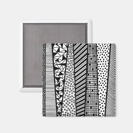 Schwarzweiß - modernes Muster Magnet (Vorderseite/Rückseite)