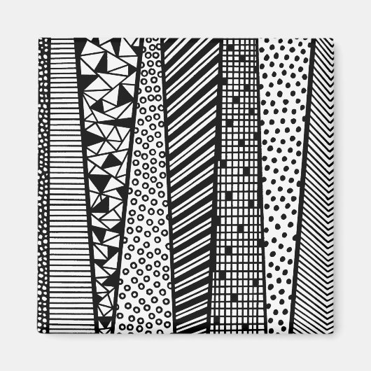 Schwarzweiß - modernes Muster Magnet (Vorne)