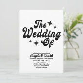 Schwarzweiß Modernes Vintages Retroskript Hochzeit Einladung (Stehend Vorderseite)