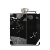 Schwarzweiss-Monogramm-Bass-Gitarren-Flasche Flachmann (Rückseite)
